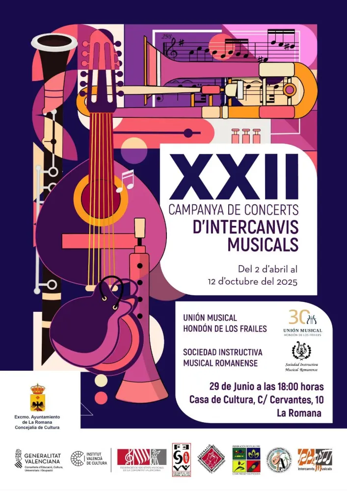 Concierto Unión Musical Hondón de los Frailes & Sociedad Instructiva Musical Romanense ► XXII Campanya de concerts d' intercanvis musicals 2025