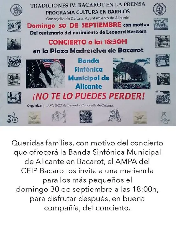 Concierto y merienda en la plaza del cole En APA Madreselva CEIP Bacarot