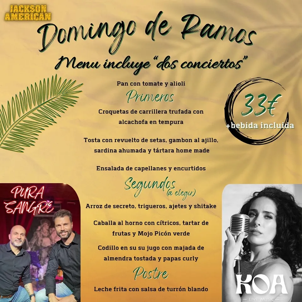 Conciertos Domingo de Ramos Jackson American Pub