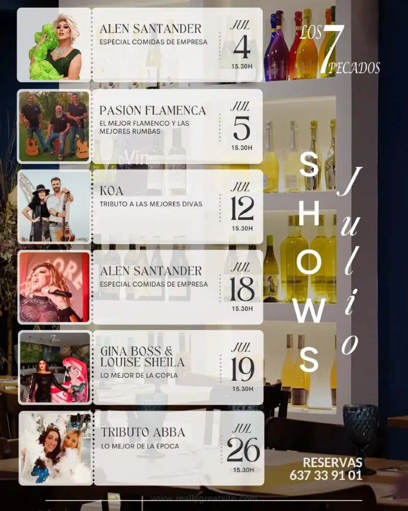 Conciertos Julio en Los 7 Pecados