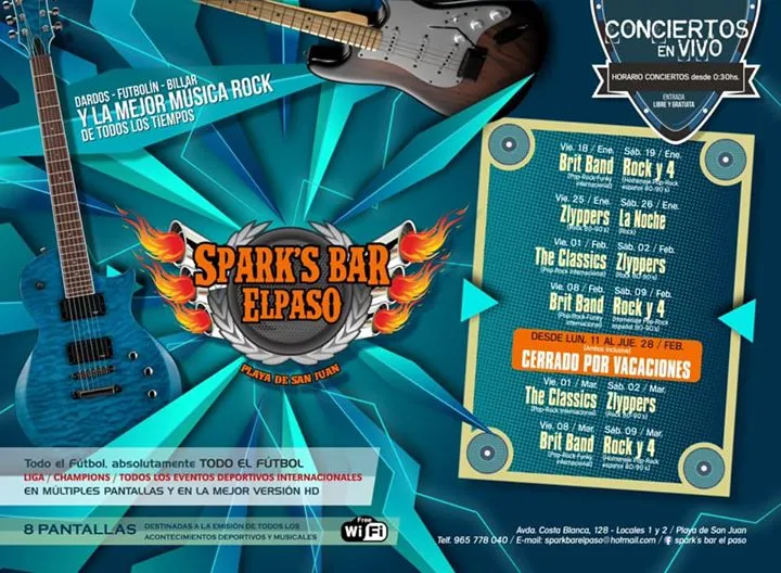Conciertos Spark's bar el paso - 18 enero a 9 marzo 2019