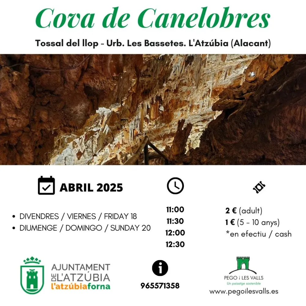 Cova de Canelobres - Visitas abril 2025