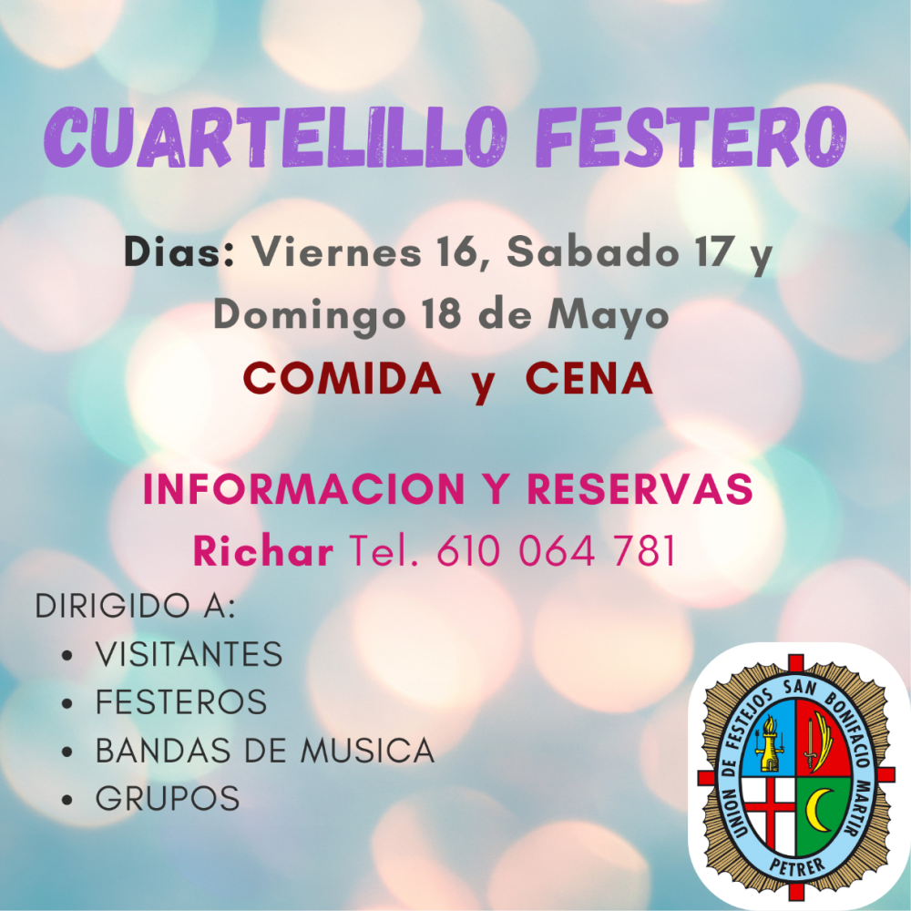 Cuartelillo Festero ► Fiestas de Moros y Cristianos de Petrer 2025