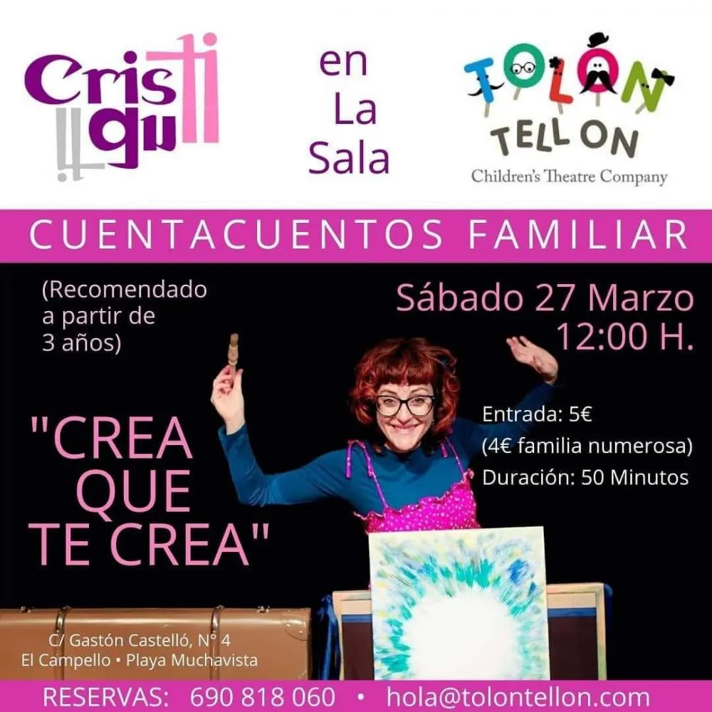 Cuentacuentos familiar en la sala Tolón Tellón