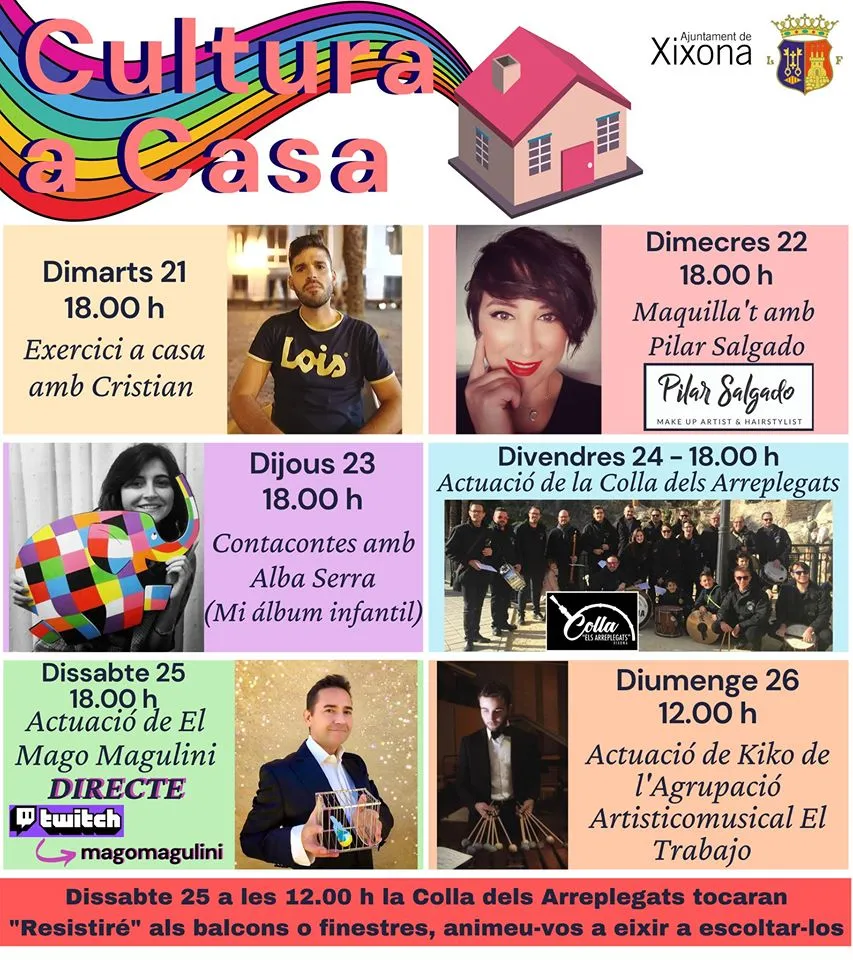 Cultura a casa en Xixona - 21-26 abril