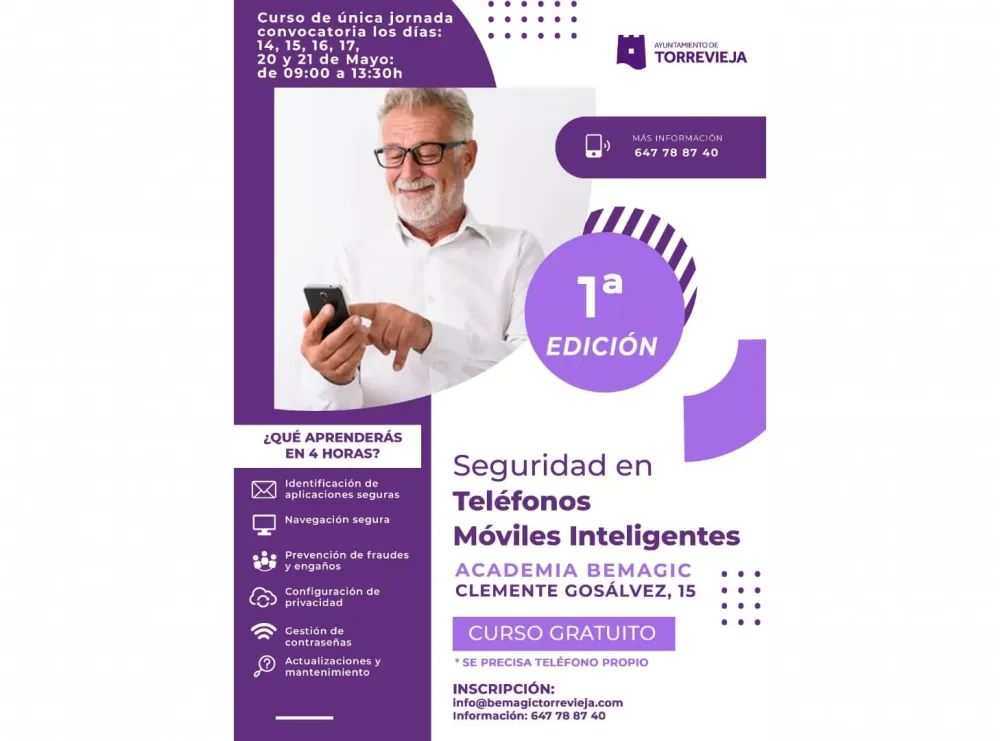 Curso "Seguridad en Teléfonos Móviles Inteligentes", Torrevieja - Curso gratuito