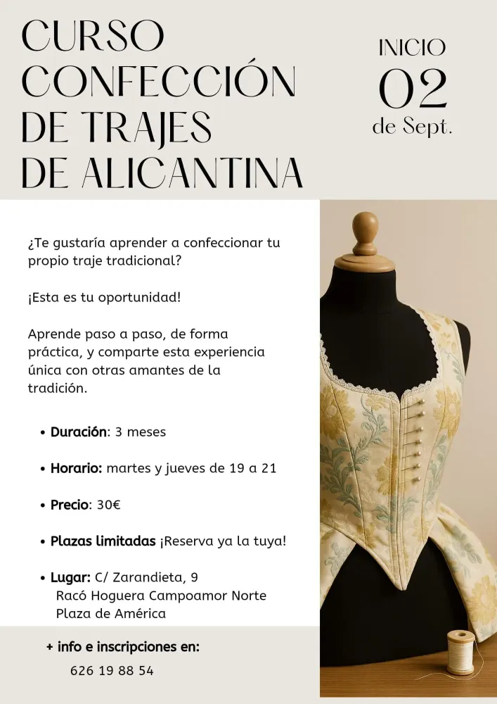 Curso de confección de trajes de alicantina
