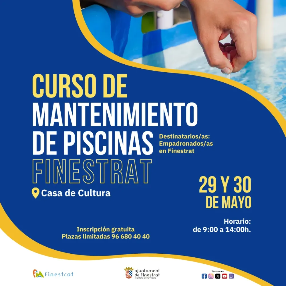 Curso Mantenimiento Piscinas Finestrat