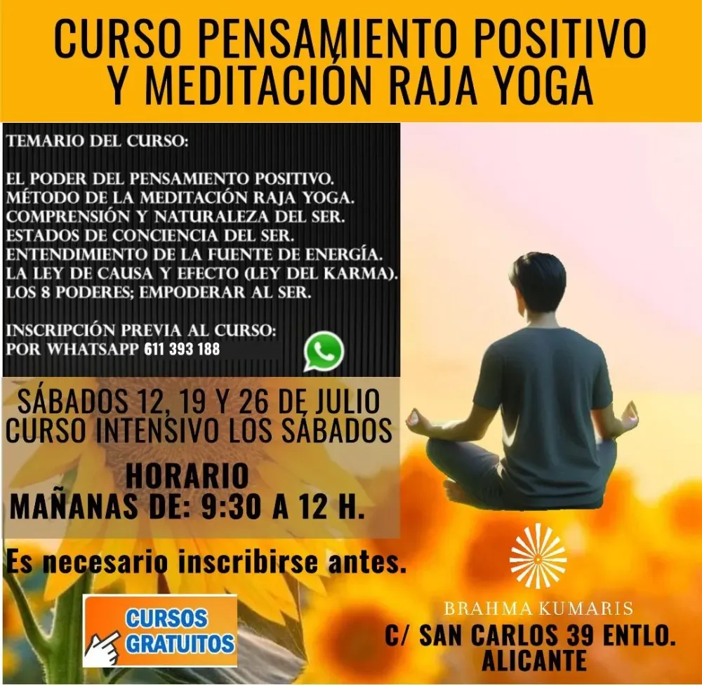 Curso pensamiento positivo y meditación raja yoga