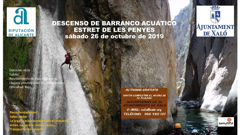 Descenso del barranco acuático de las Peñas de Bolulla