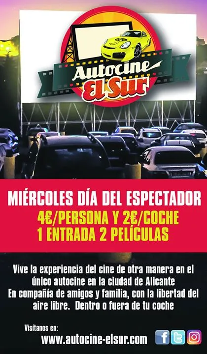 Día del espectador en Autocine el Sur (miércoles 6 septiembre)