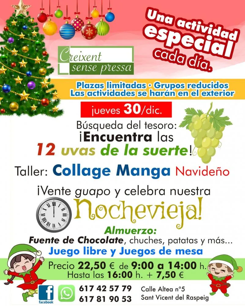 Encuentra las 12 uvas de la suerte y Taller Collage Manga Navideño