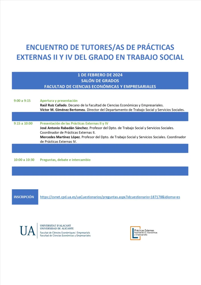 Encuentro de tutores/as de Prácticas Externas II y IV del Grado en Trabajo Social
