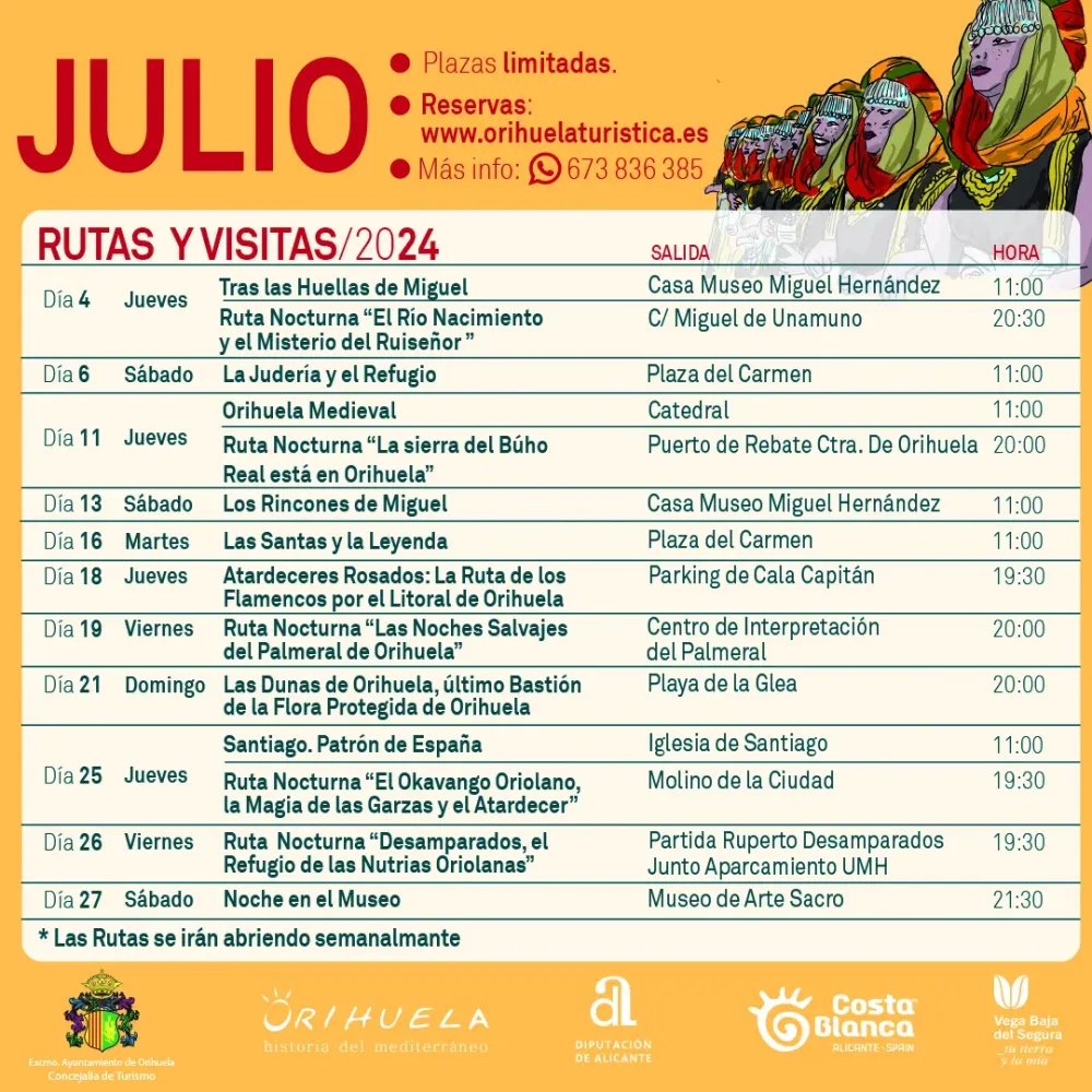 Excursiones nocturnas Orihuela Julio 2024