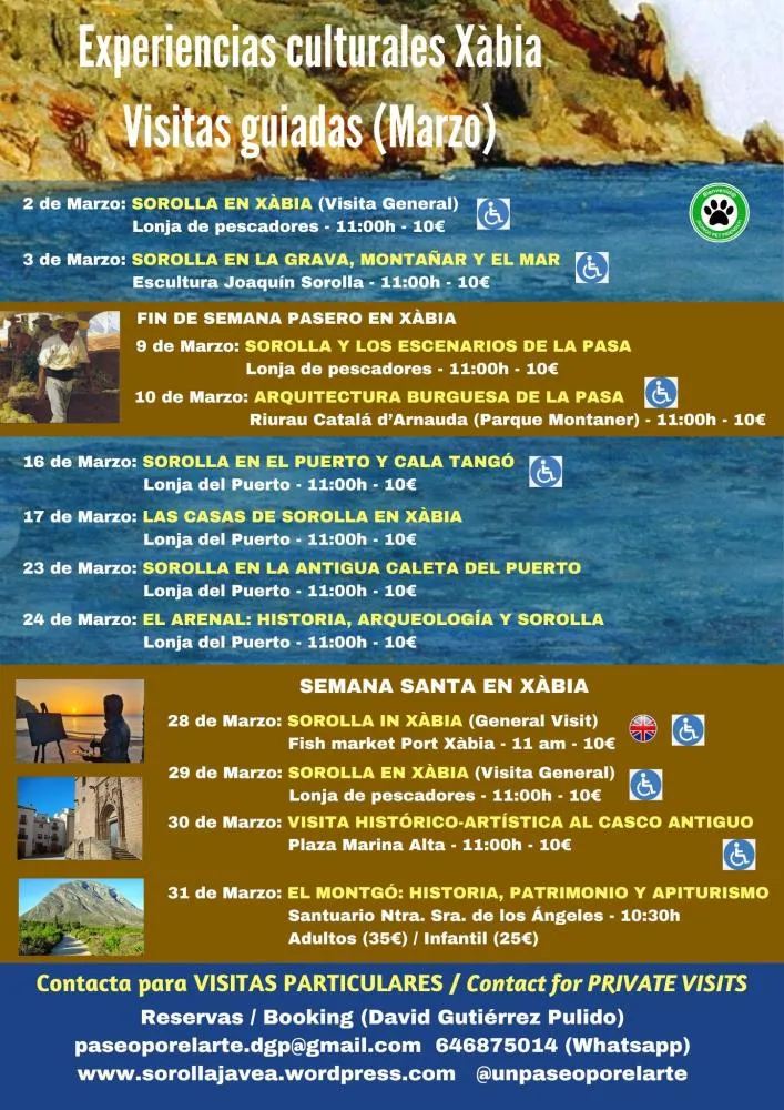 Experiencias culturales Xàbia Visitas Guiadas Marzo 2024