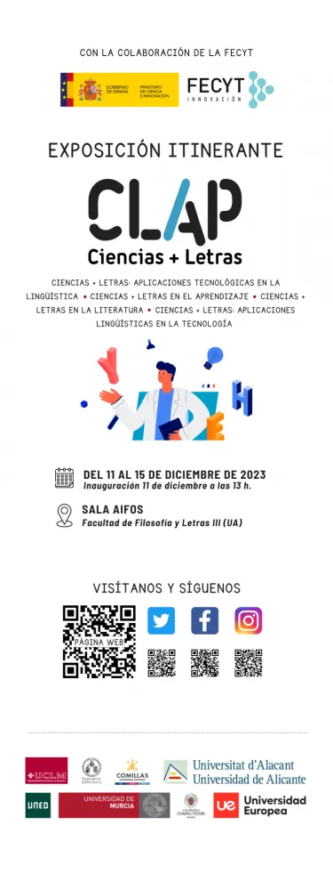 Exposición «Ciencias + Letras = Clap. Ciencias y lingüística: Aplicaciones prácticas