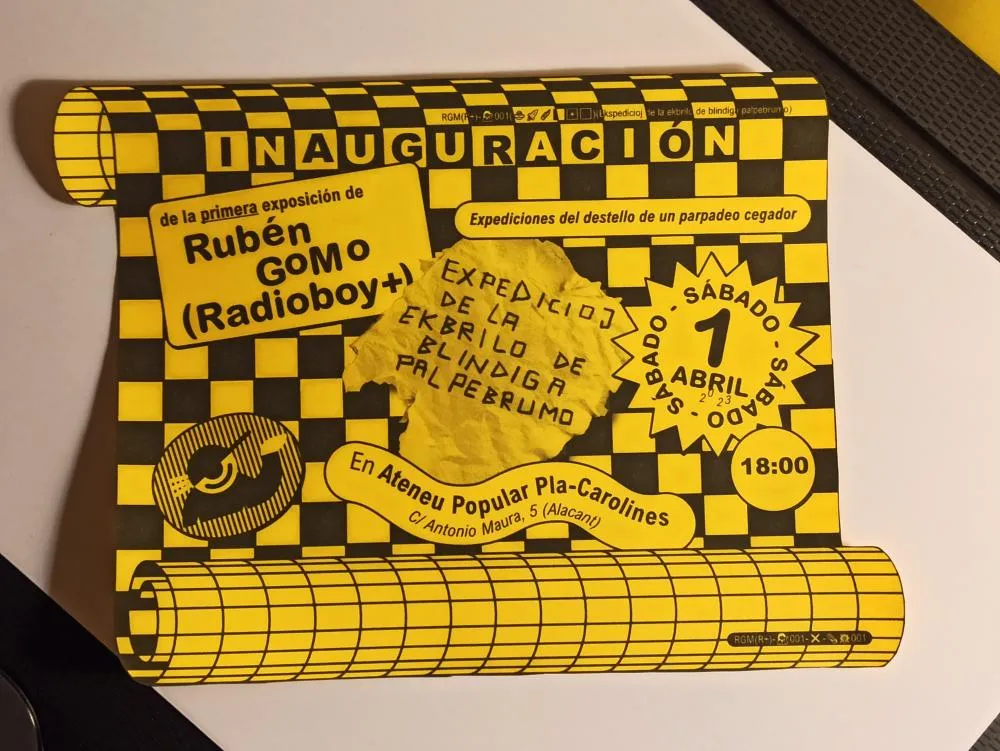 Exposición "Ekspedicioj de la ekbrilo de blindiga palpebrumo", de Rubén GoMo (Radioboy+)