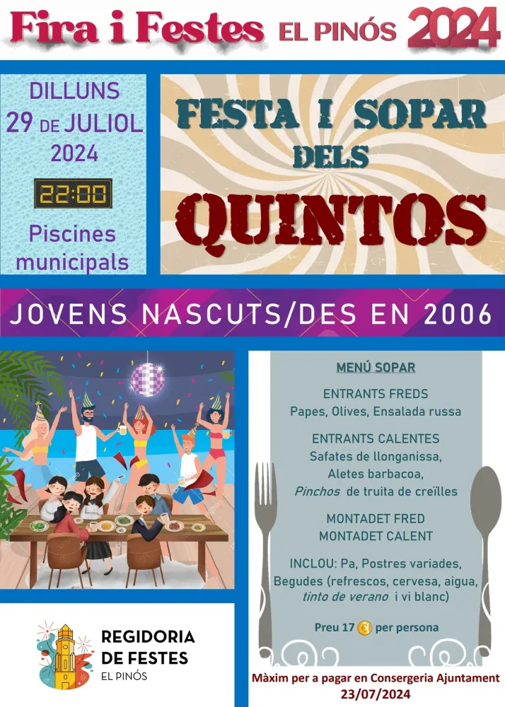 Festa i sopar dels Quintos ► Fira i Festes El Pinós 2024