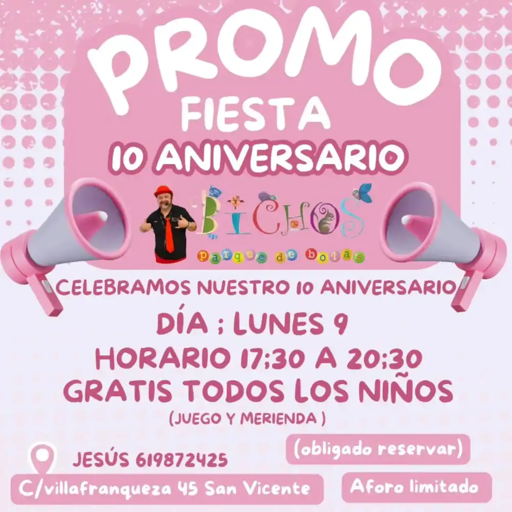 Fiesta 10 aniversario Parque Bolas Bichos