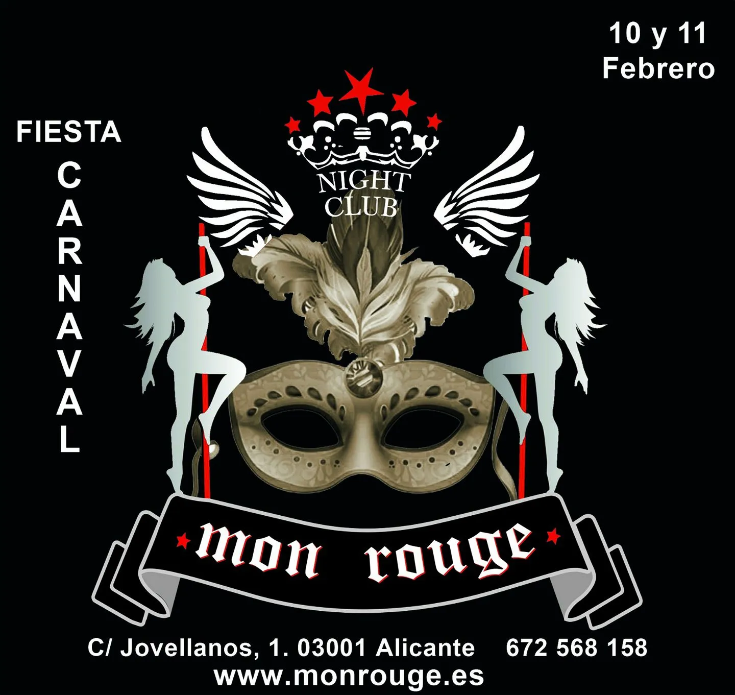 Fiesta Carnaval 2018 en Mon Rouge Alicante