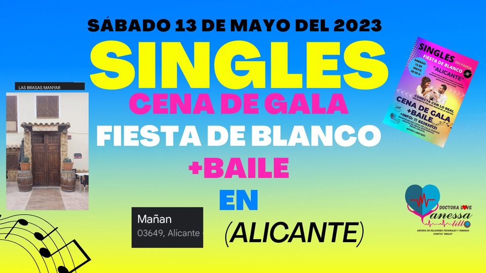 Fiesta de Blanco+cena Singles+ Discomovil
