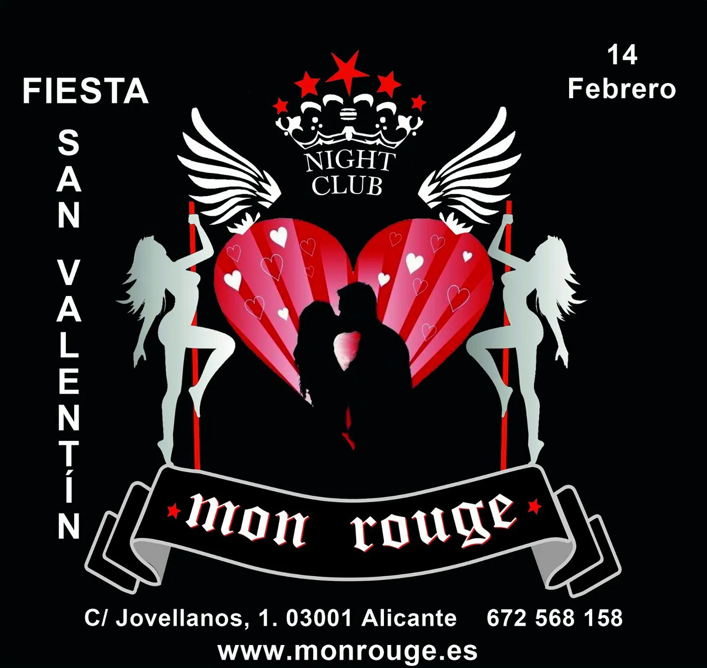 Fiesta de San Valentín 2018 en Mon Rouge Alicante
