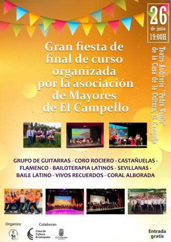 Fiesta fin de curso de la Asociación de Mayores de El Campello La Casa de Cultura acoge el domingo la fiesta fin de curso d