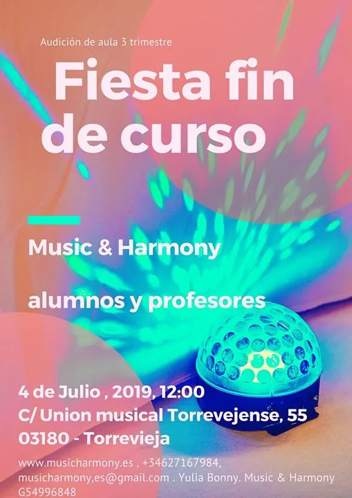 Fiesta fin de curso. La Audición del tercer trimestre.