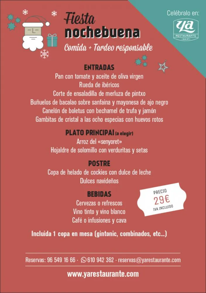 Fiesta Nochebuena 2020 en Restaurante Ya