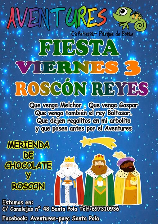 Fiesta Roscón de Reyes en Santa Pola con chocolate