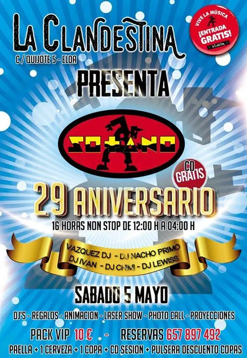 Fiesta Sotano Remember 90 en La Clandestina