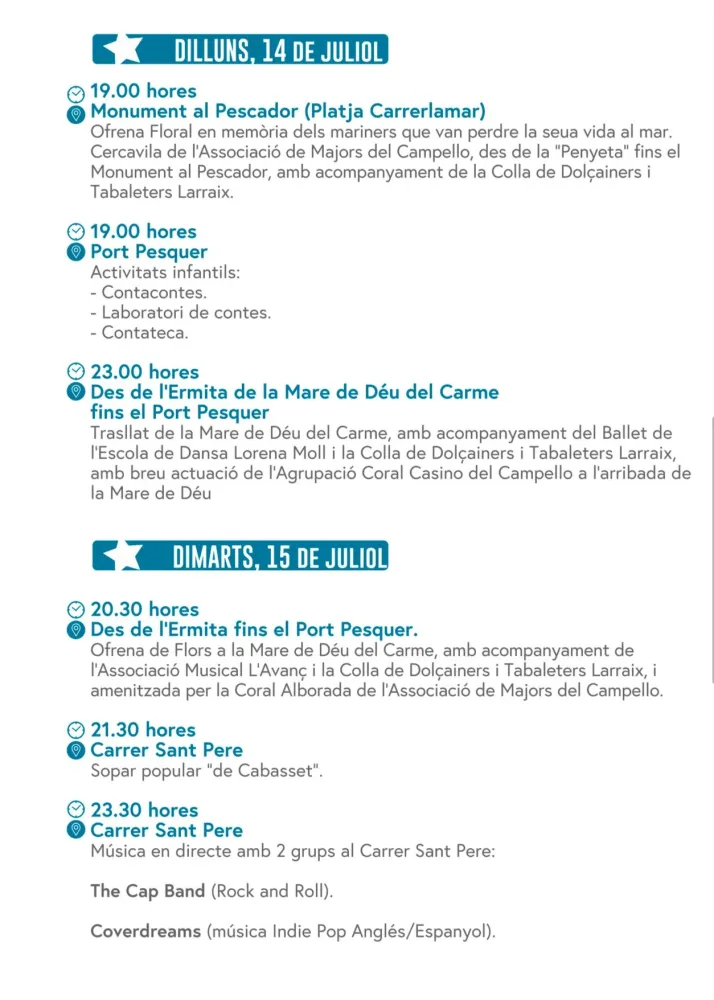 Fiestas de la Virgen del Carmen Campello 2025