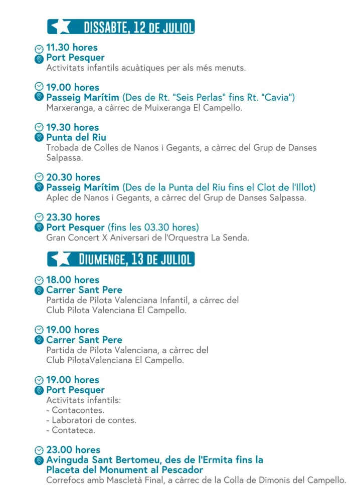 Fiestas de la Virgen del Carmen Campello 2025