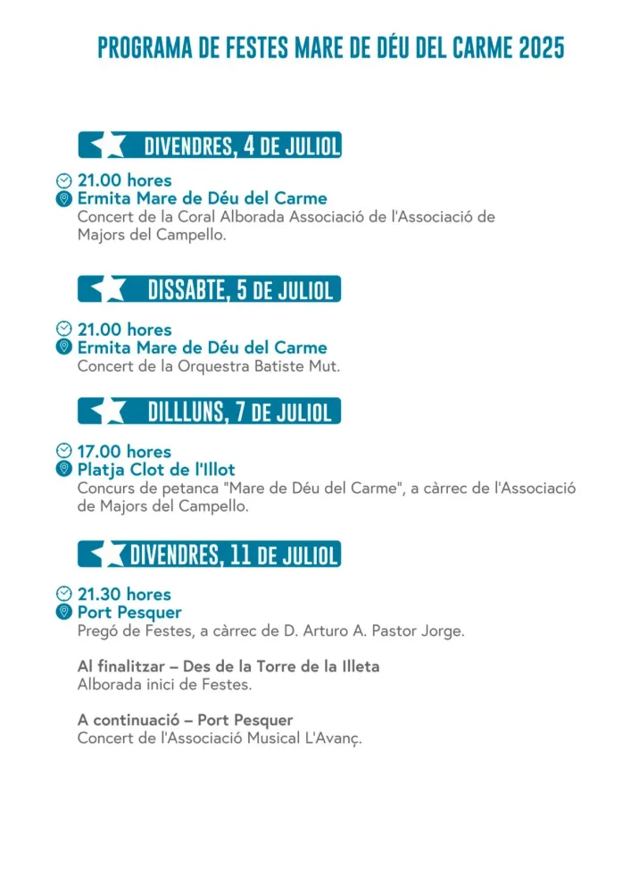 Fiestas de la Virgen del Carmen Campello 2025