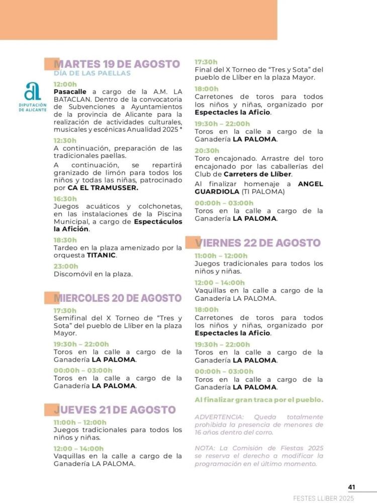 Fiestas de Llíber 2025
