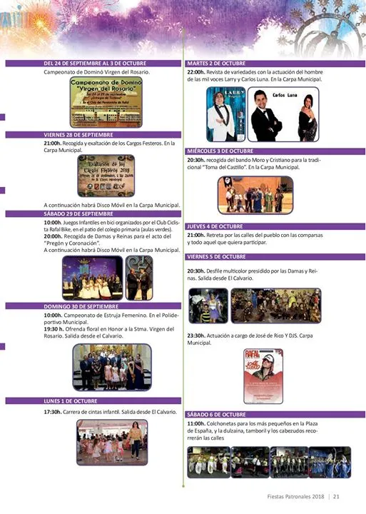 Fiestas de Rafal 2018 en honor a la Virgen del Rosario