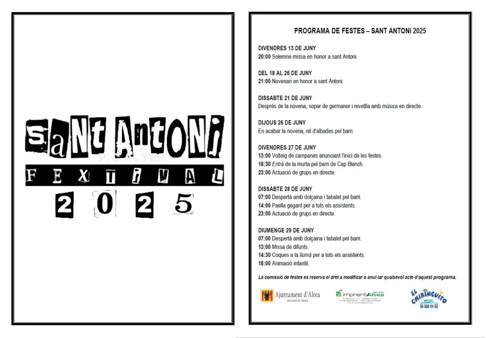 Fiestas de San Antoni Altea 2025