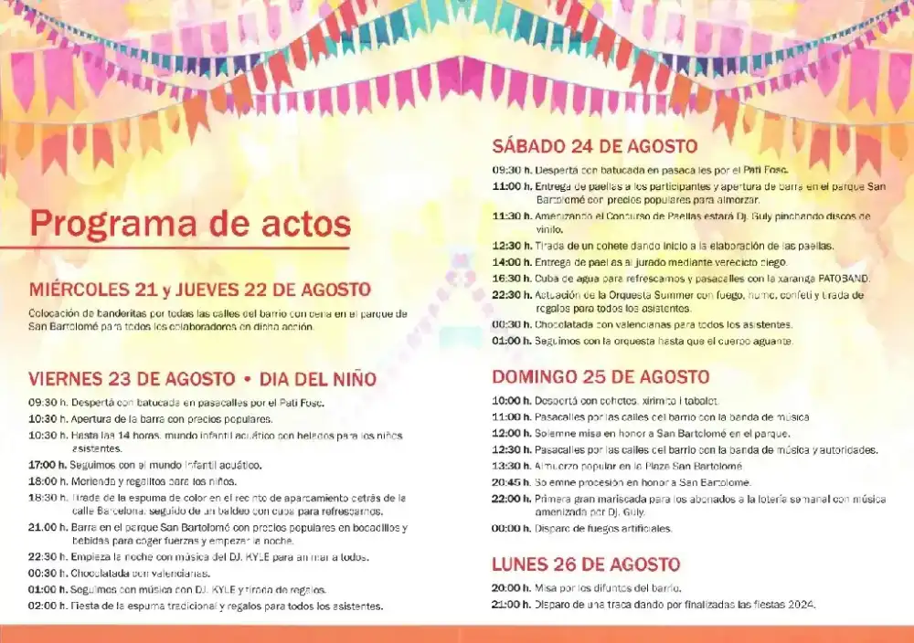 Fiestas de San Bartolomé Villajoyosa Barrio del Pati Fosc 2024