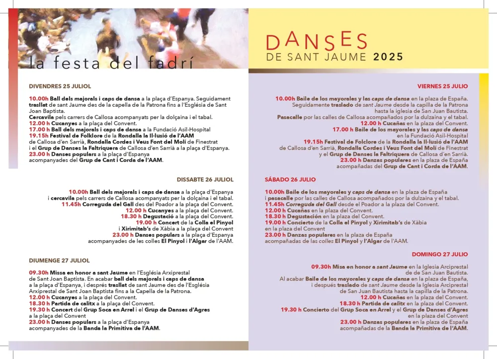 Fiestas de Sant Jaume 2025 Callosa d'en Sarrià