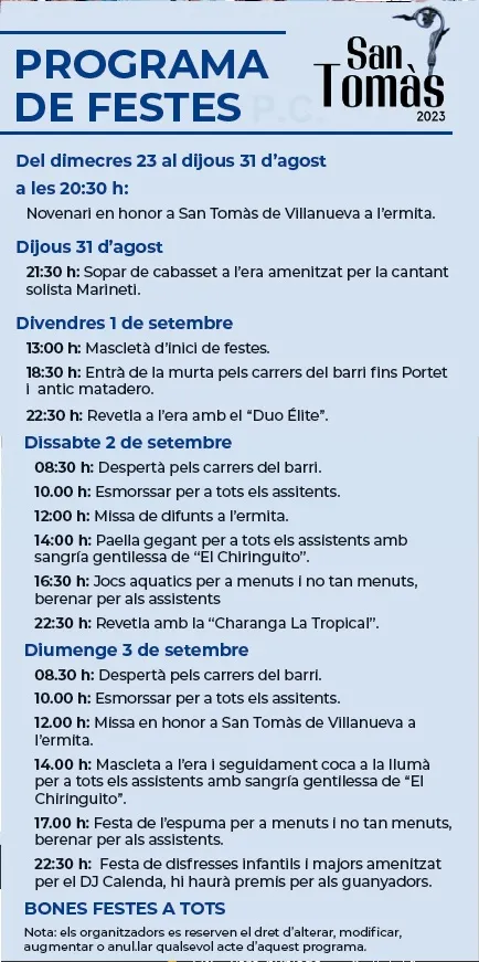 Fiestas de Santo Tomás Altea 2023