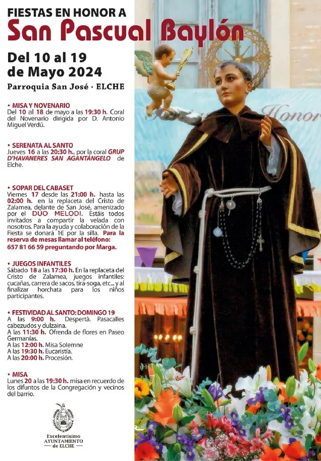 Fiestas en honor a San Pascual Baylón Elche 2024