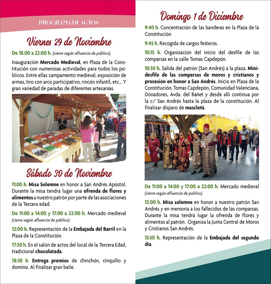 Fiestas Patronales San Andrés Almoradí 2019 - Programación
