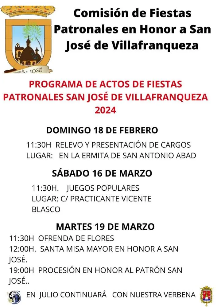 Fiestas Patronales San José Villafranqueza 2024