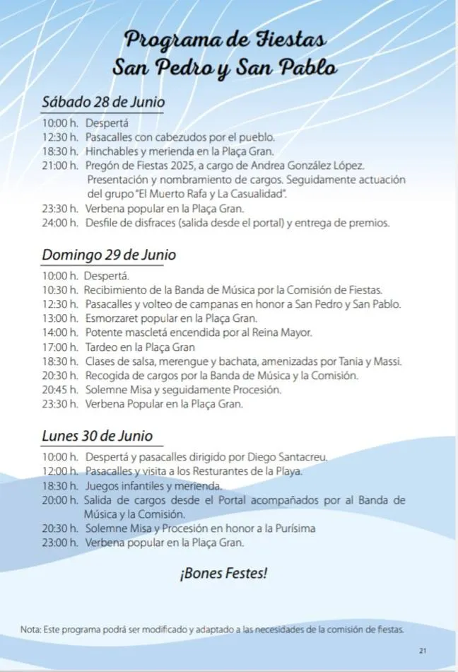Fiestas San Pedro y San Pablo de Tabarca 2025
