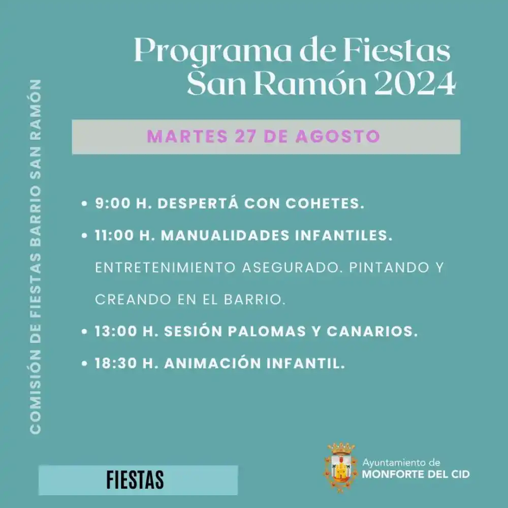 Fiestas San Ramón Monforte del Cid 2024