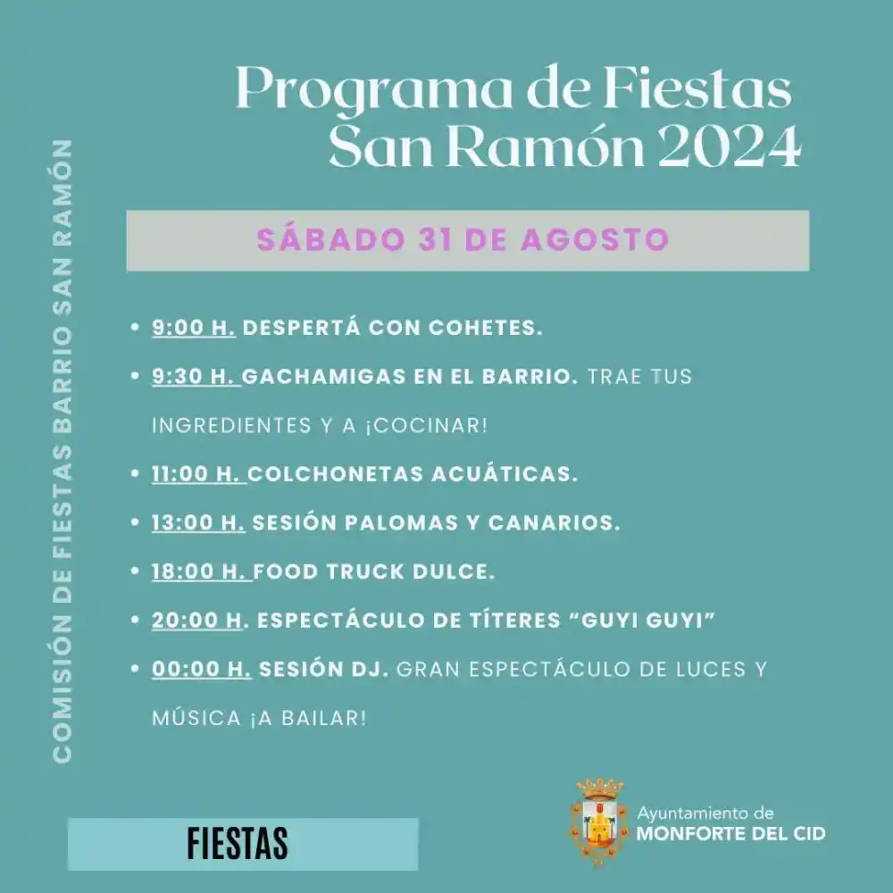 Fiestas San Ramón Monforte del Cid 2024