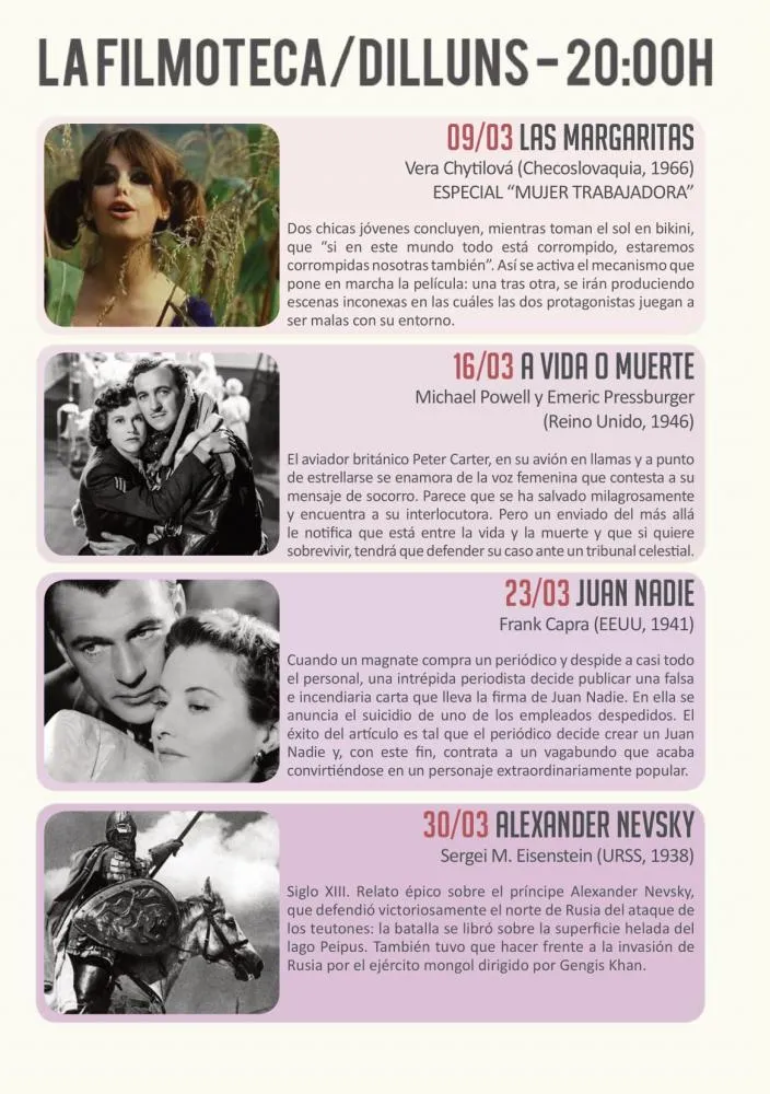 Filmoteca de los lunes en San Juan de Alicante Mazo 2020
