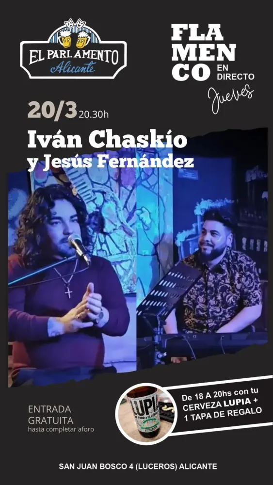 Flamenco en directo con Iván Chaskío y Jesús Fernández