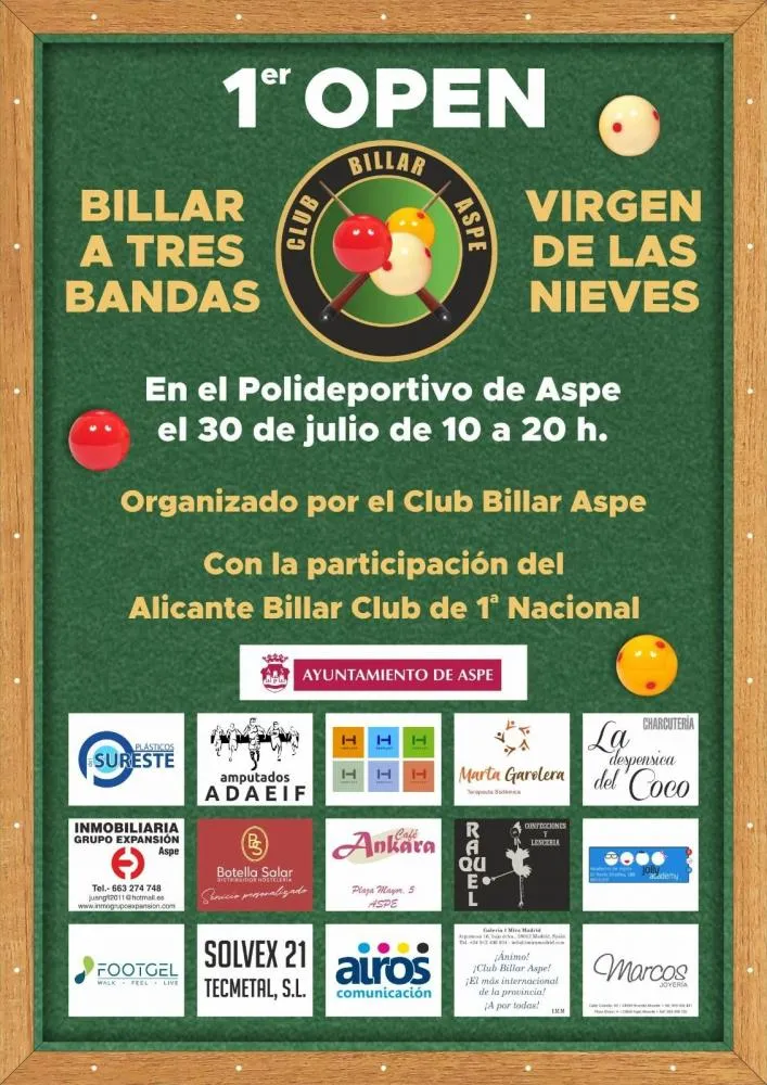 I Open de billar a 3 bandas Virgen de las Nieves