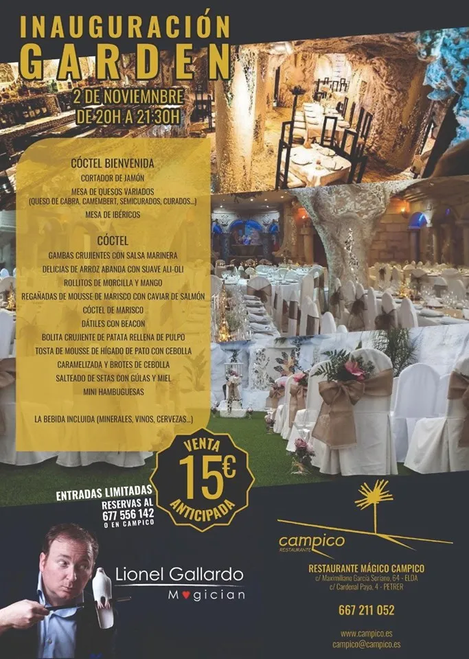 Inauguración Garden del Restaurante Campico de Petrer con Lionel Gallardo